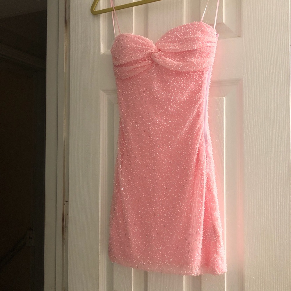 BRAND NEW Windsor Pink Beaded Strapless Mini Dress